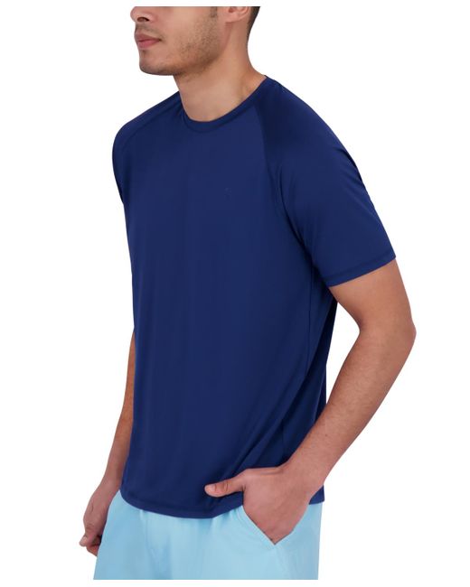 Spyder Blue Short Sleeve Waffle-knit Crewneck Swim Shirt for men