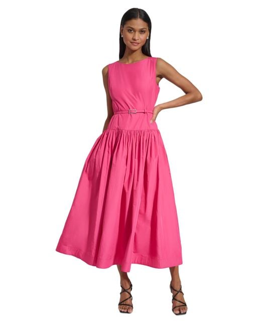 Karl Lagerfeld Pink Jewel-belted Sleeveless Dress