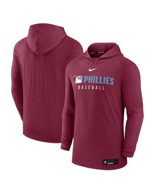 Nike Red Philadelphia Phillies Authentic Collection Tri-blend Performance Pullover Hoodie for men