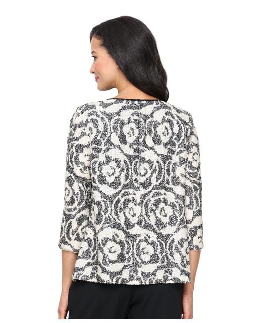 Alex Evenings White Sequin Top