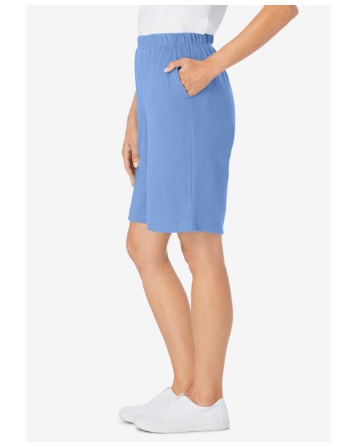 Woman Within Blue Plus Size 7-day Knit Short