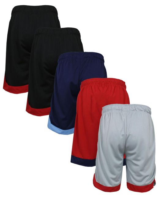 Galaxy By Harvic Red 5-pack Lightweight Breathable Moisture Wicking Mesh Shorts for men