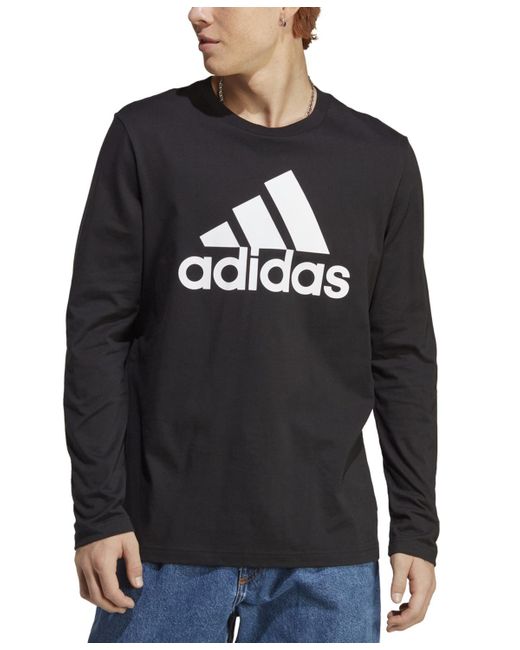 Adidas Gray Essentials Cotton Logo Long-sleeve T-shirt for men