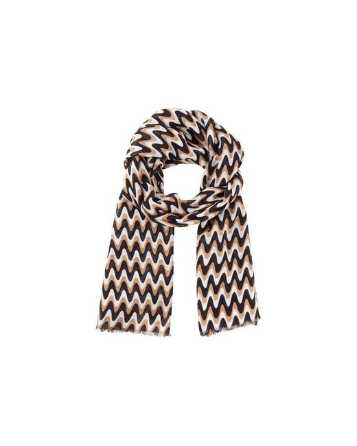 Olsen Black Waved Striped Scarf