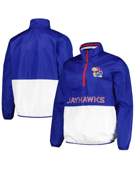 G-III 4Her by Carl Banks Men's Blue Kansas Jayhawks Cornermanâ Half-zip Hoodie