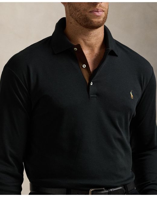 Polo Ralph Lauren Black Classic Fit Soft Cotton Long - Sleeve Polo Shirt for men