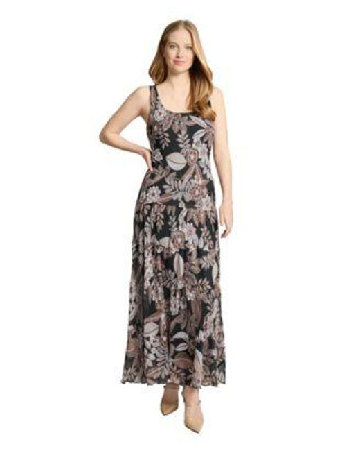 Jones New York White Printed Round Neck Sleeveless Chiffon Dress Pxs Xl