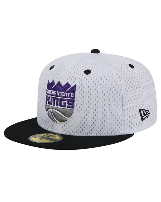 KTZ Blue White/black Sacramento Kings Throwback 2tone 59fifty Fitted Hat for men