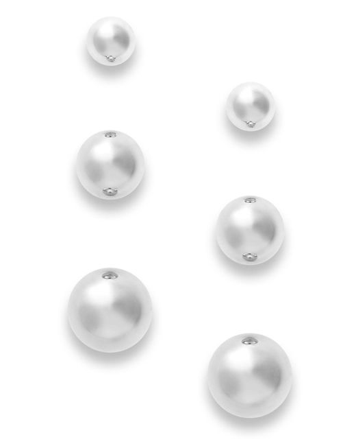 Lyst Macy S Ball Stud Earring Set In 10k Gold Or White Macy S Metallic Ball Stud Earring Set In 10k Gold Or White Lyst