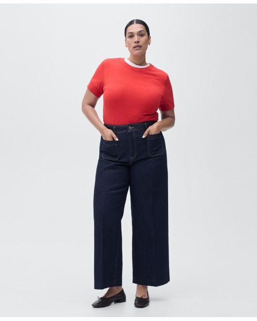 Mango Blue Pockets Wide Leg Jeans