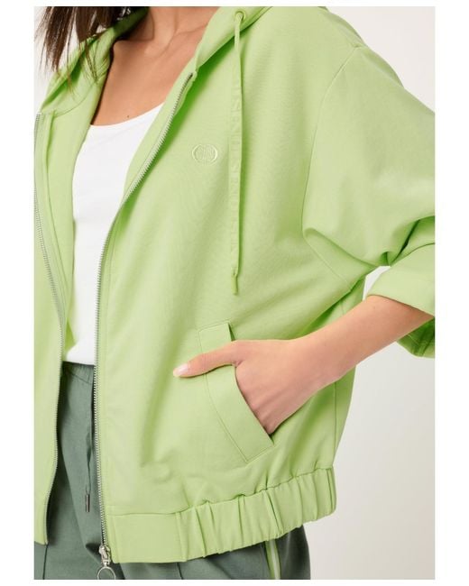 Olsen Green Hooded Jersey Zip Jacket