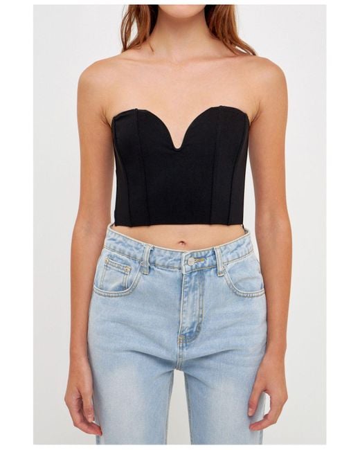 Grey Lab Sweetheart Corset Tube Top in Blue Lyst
