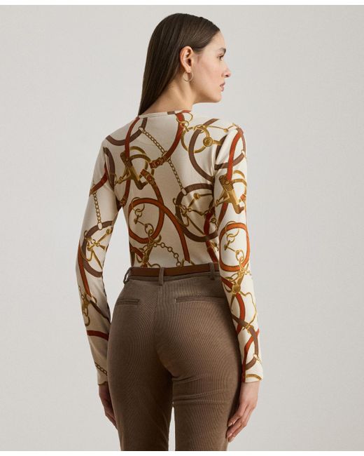 Ralph Lauren Brown Belting-print Cotton Long-sleeve Tee
