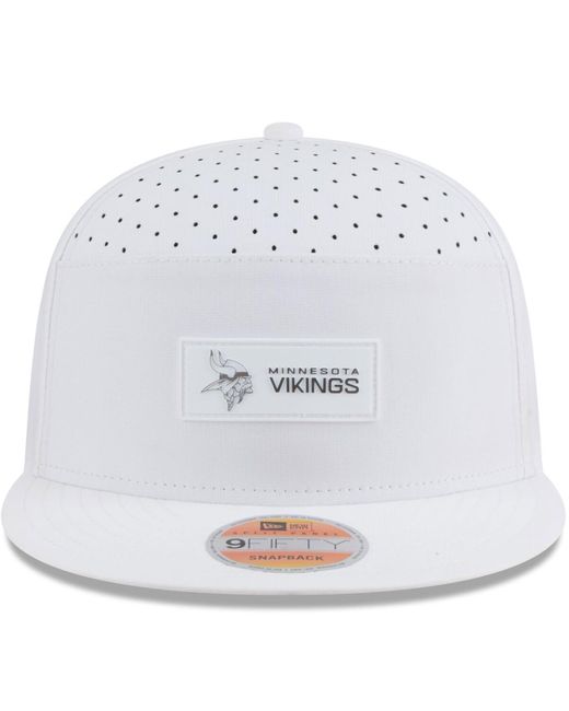 KTZ White Minnesota Vikings 2025 Sideline Split Panel 9fifty Snapback Hat for men