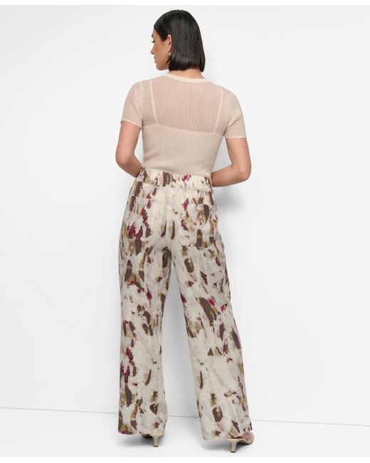 DKNY Multicolor Printed Wide-leg Drawstring Pants
