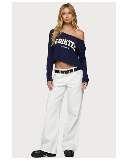 Edikted Blue La Babe Off Shoulder Top