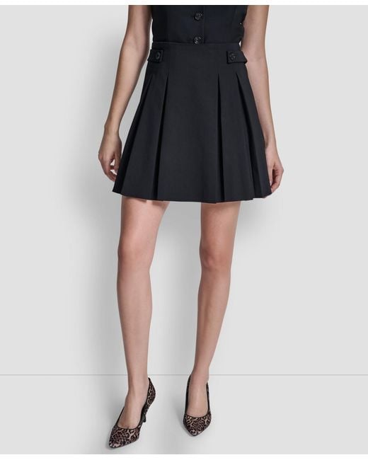 DKNY Black Pleated Mini Skirt
