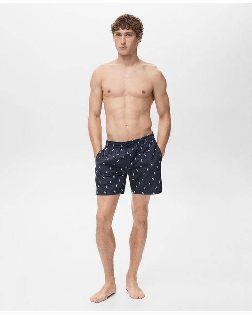 Mango Blue Seashell Print Swimsuit for men