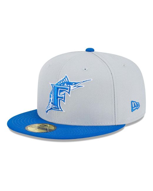 Men's New Era Tan Florida Marlins Inaugural Season Sky Blue Undervisor 59FIFTY Fitted Hat