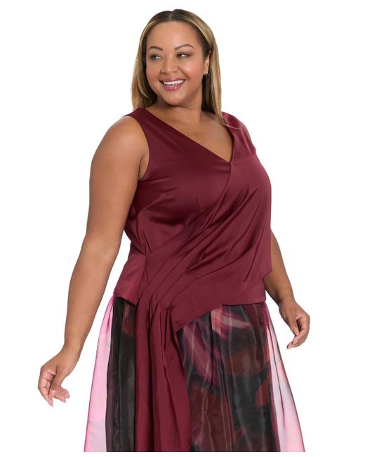 Muse Red Plus Size V-neck Top