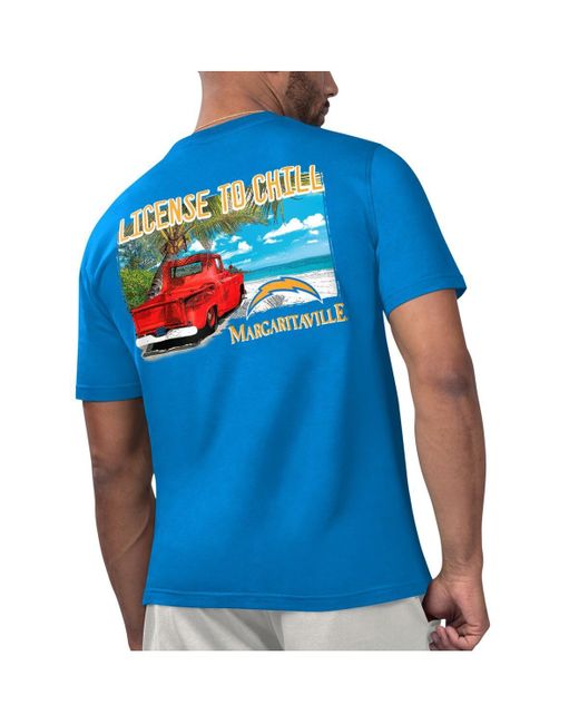 Margaritaville Blue Los Angeles Chargers Licensed To Chill T-shirt for men