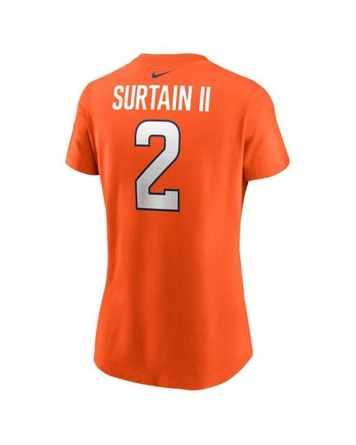 Nike Orange Patrick Surtain Ii Denver Broncos Player Name Number T-shirt