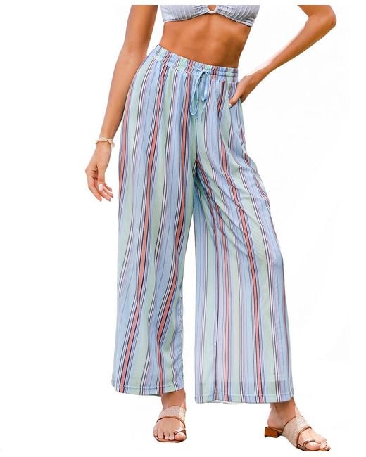 CUPSHE Blue Manifested It Striped Pants