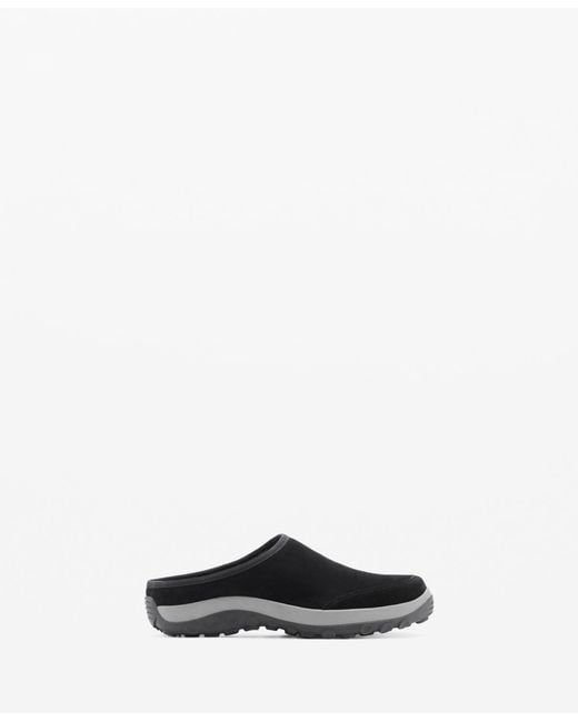 Mango White Track Sole Leather Clogs