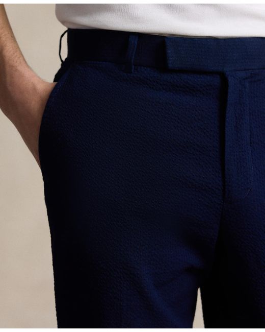 Polo Ralph Lauren Blue Cuffed Seersucker Pants for men