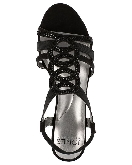 Jones New York Black Denice Strappy Wedge Sandals