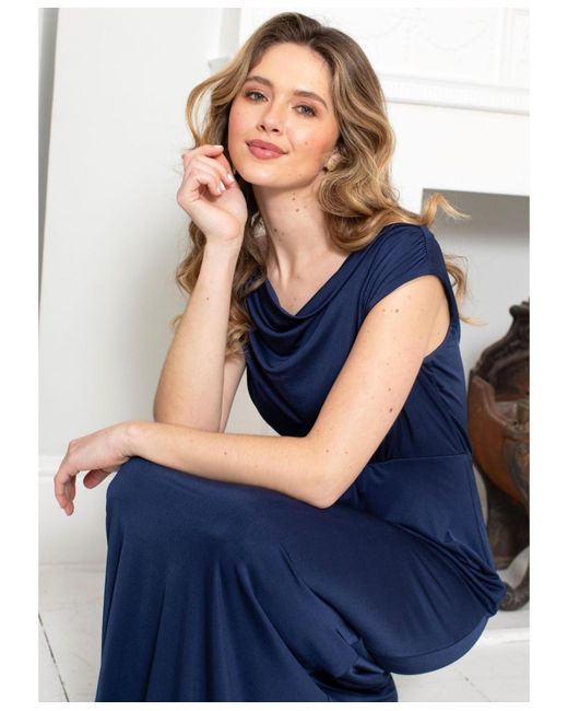 Alie Street London Blue Cruise Cowl Neck Maxi Dress