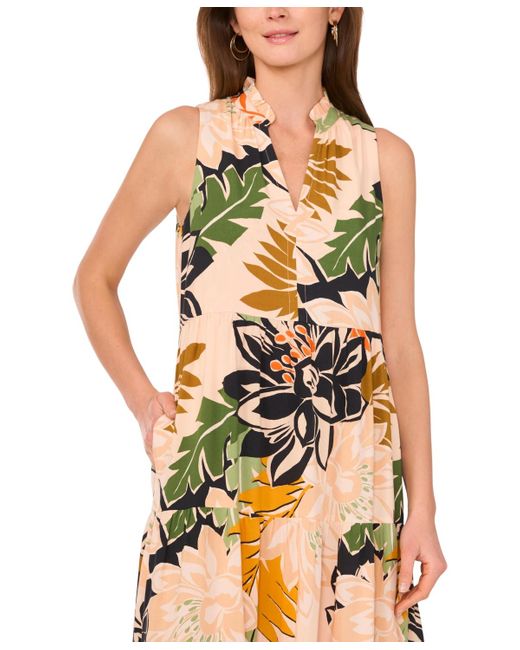 Vince Camuto Metallic Sleeveless Tiered Maxi Dress
