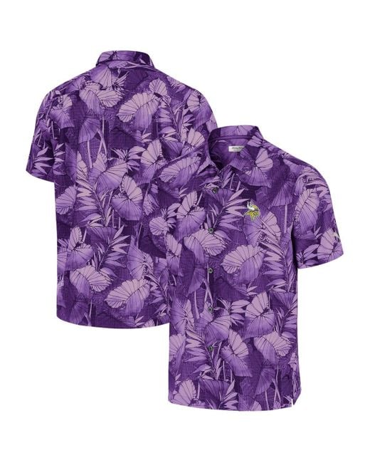 Tommy Bahama Purple Minnesota Vikings Big Tall Coast Nuevo Fronds Islandzone Button-up Shirt for men