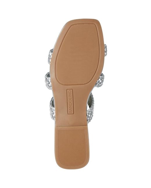 Bandolino White Sumer Woven Caged Flat Slide Sandals