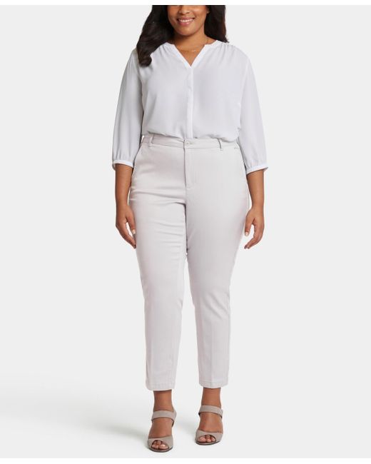 NYDJ White Plus Size Sadie Slim Pants