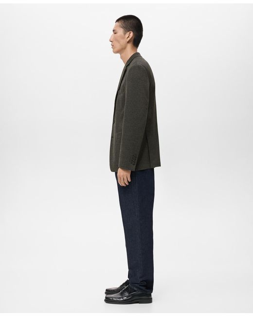 Mango Gray Slim Fit Microstructure Blazer for men