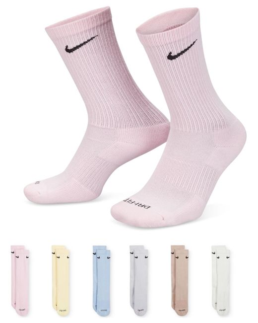 Nike Pink Everyday Plus Cushioned Training Crew Socks (6 Pairs) for men