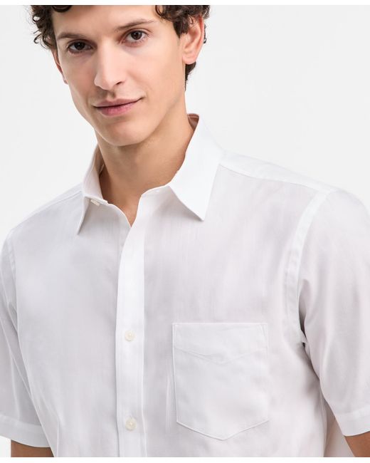 Club Room White Textured Short-sleeve Shirt for men
