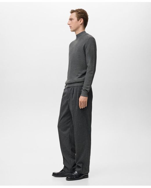 Mango Gray Structured Perkins-neck Sweater for men