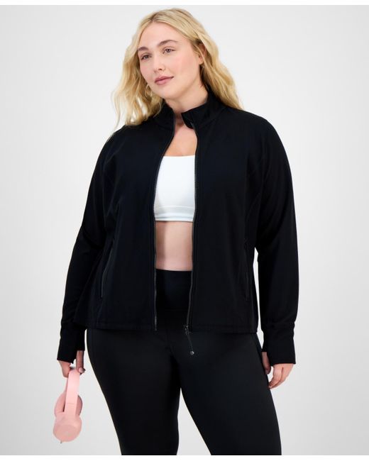ID Ideology Blue Plus Size Soft Flex Solid Full-zip Jacket
