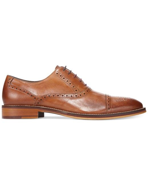 Johnston And Murphy Leather Conrad Cap Toe Oxfords In Tan Brown For Men Lyst 6303