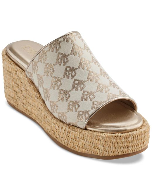 DKNY White Conrad Slip-on Wedge Sandals