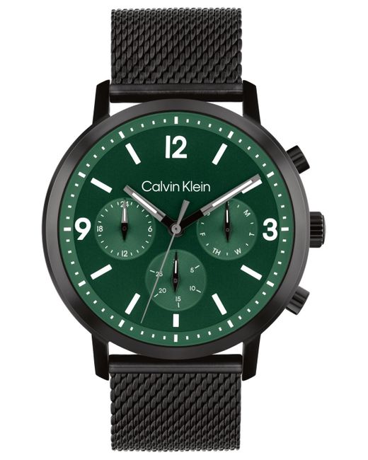 Calvin Klein Green Gauge Black Stainless Steel Mesh Watch 44mm for men