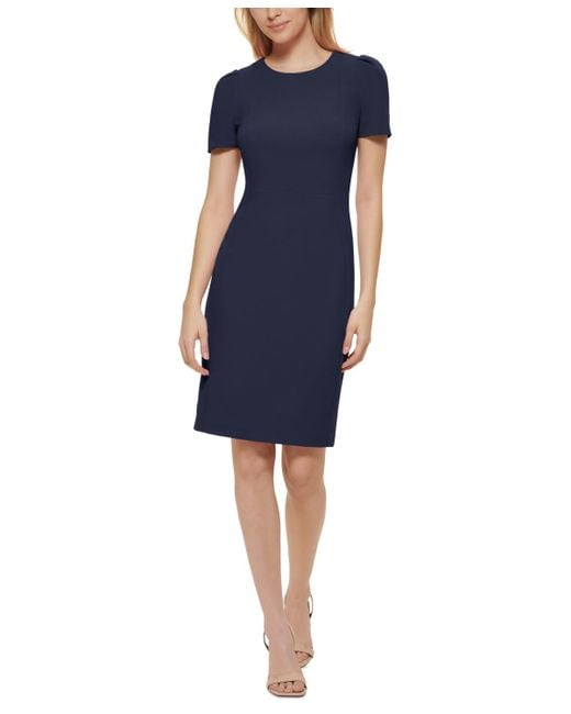 Calvin Klein Short sleeve Sheath Dress in Blue Lyst