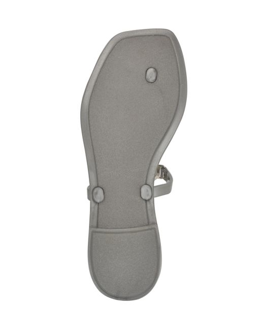 Calvin Klein White Edhen Logo T-strap Flat Jelly Sandals