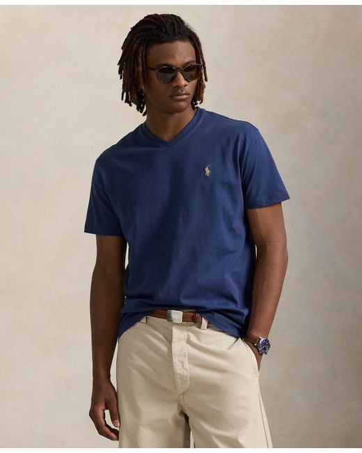Polo Ralph Lauren Men's Blue Classic-fit V Neck T-shirt