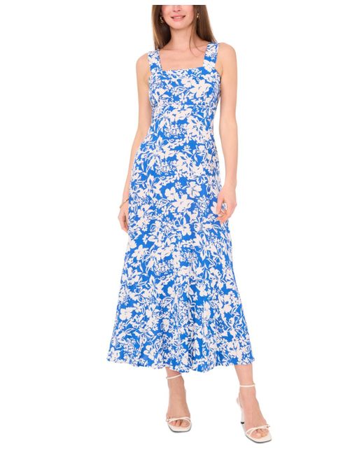 Vince Camuto Blue Sleeveless Tiered Floral Maxi Dress