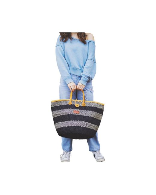 Sawa Sawa Black Balance Flow Handmade Sisal Straw Basket Tote