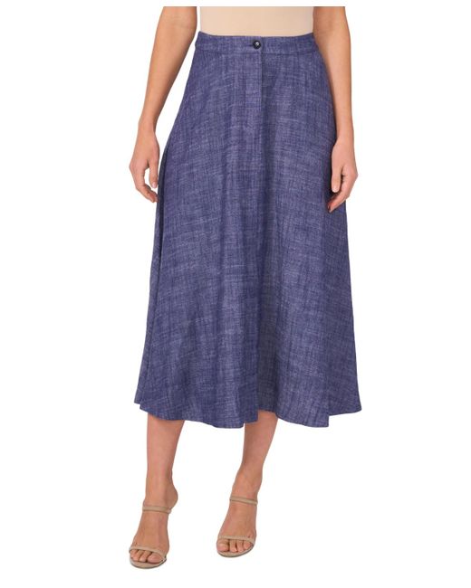 Vince Camuto Blue Linen-blend Chambray Midi Skirt