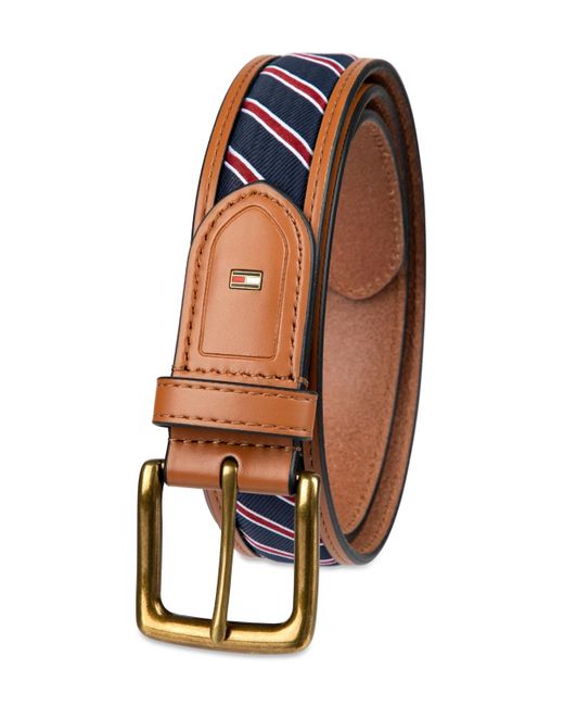 Tommy Hilfiger Blue Prep Striped Ribbon Inlay Casual Belt for men